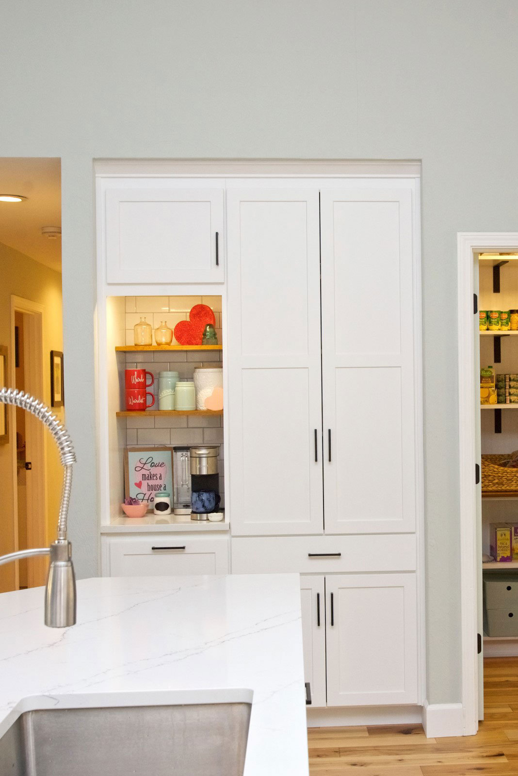 Charming Coffee Nook and Custom Walk-In Pantry