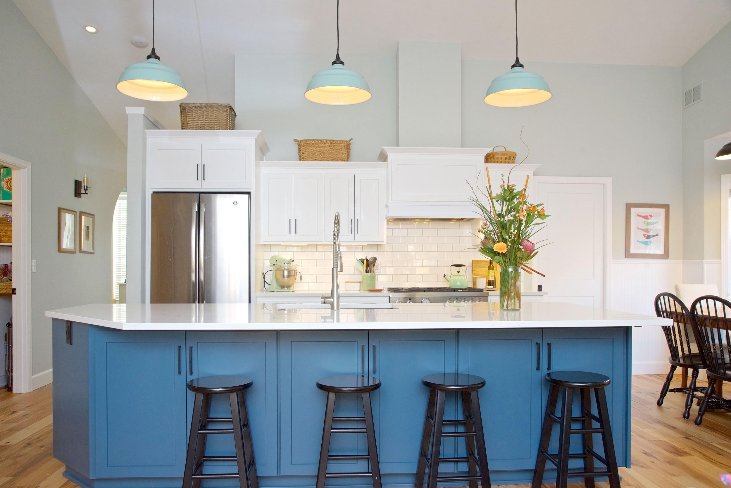 Custom Island Cabinetry with Quartz Alabaster Countertops