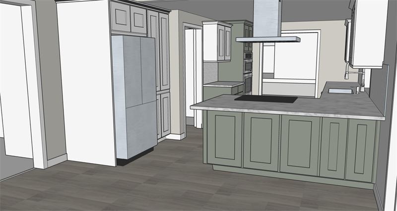 Two Tone Kitchen Remodel Design Sketch