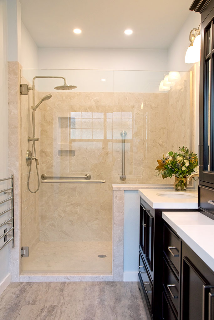 Springfield Bathroom Remodel with Marble Shower & Custom Glass Door