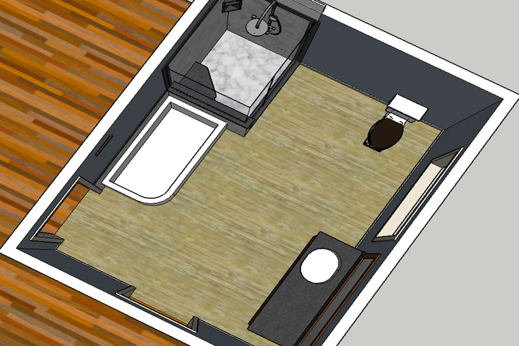 Bathroom remodel sketch for Creswell