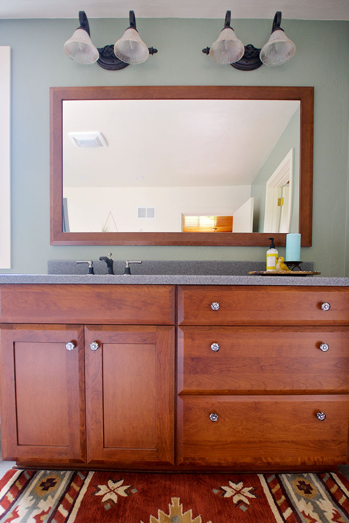 Warm Wood Vanity with Ample Storage