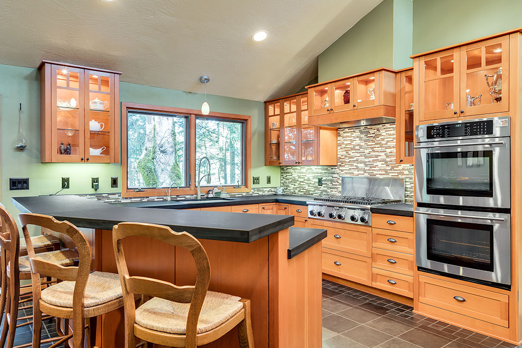 Fir and Glass cabinets with lighting