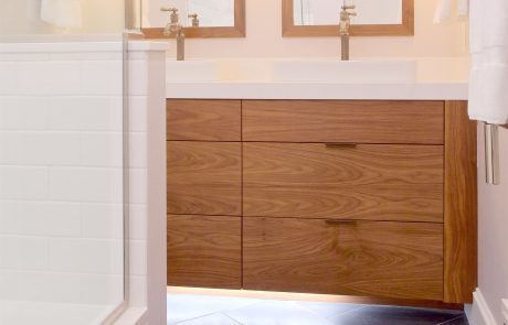 Bathroom Remodel Huntwood w custom Black Walnut floating vanity