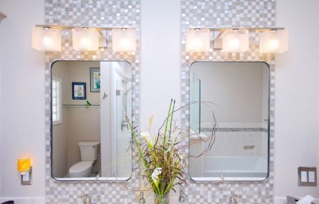 Eugene Bathroom Remodel with Polished Chrome Vanity Lights