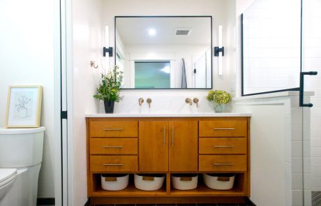 Eugene Bathroom Remodeler near me Custom Alder Vanity