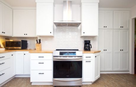 Kitchen Removal in Eugene with Modern Hood over stove