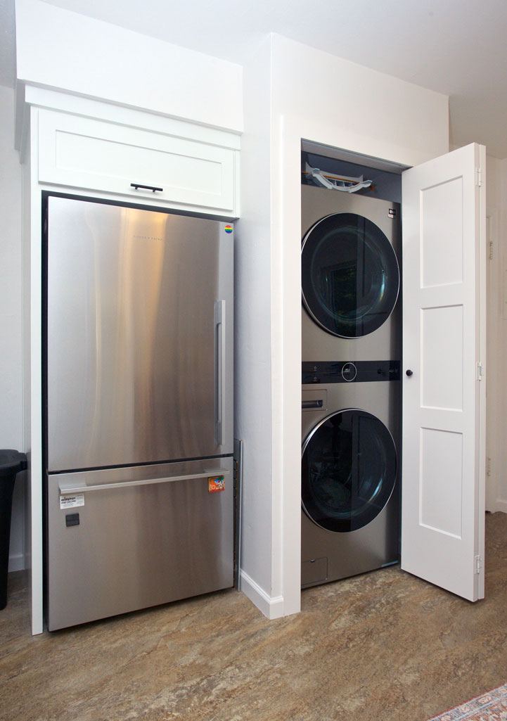 Kitchen Remodel in Eugene with Stackable Washers