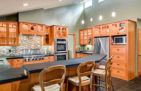 Stainless Steel Appliance and mosaic tile backsplash