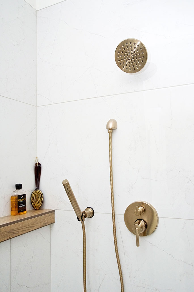 Brass Shower System for Elegant Master Bathroom Remodel