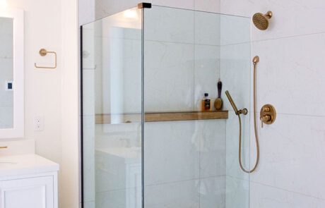 Dreamline Frameless Shower for Elegant Remodel of Master Bathroom