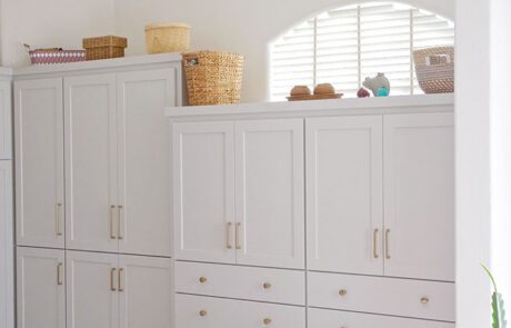 Sophisticated Walk-in Closet for Elegant Remodel of Master Bathroom