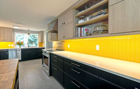 Kitchen Design features Mosaic Tile Backsplash