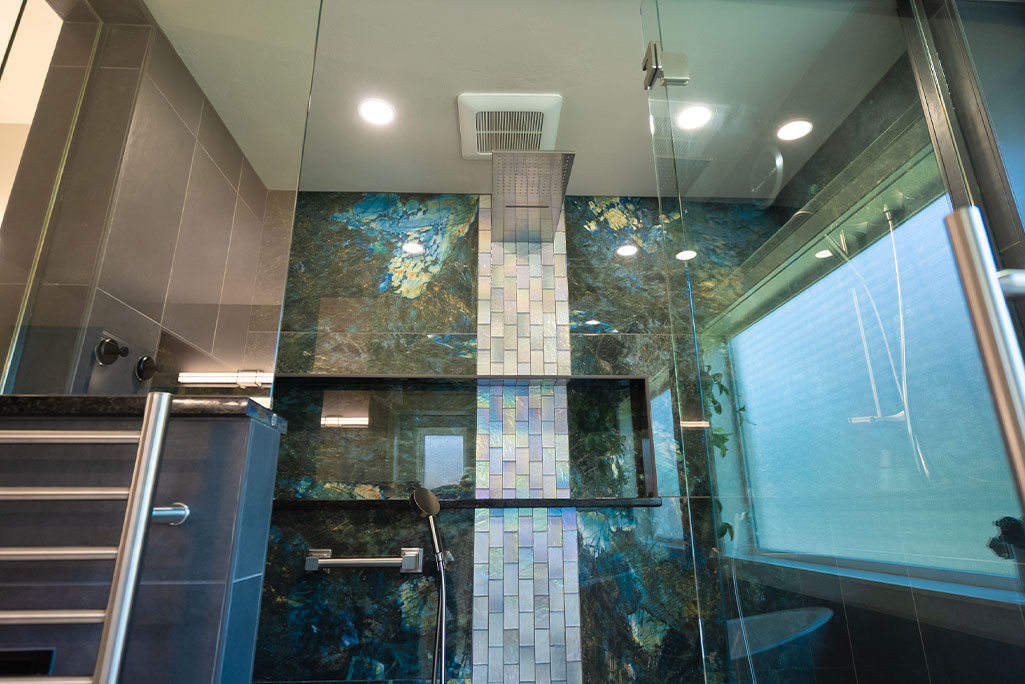 Master Bathroom Remodel with Jewel Toned Shower Master Bathroom Remodel with Jewel Toned Shower